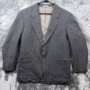 Made in France Blazer Mens 42 Grey Pinstripe Two Button Formal Suit Jacket